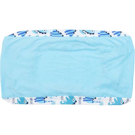 Housse de coussin à langer anti-dérapante en peluche bleu lac, motif dinosaures, peau douce et amicale, amovible et pratique pour bébés et nourrissons. (1/5)