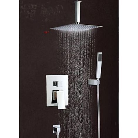 Montiert Duscharmatur mit Brausekopf 12 "Edelstahl und Handbrause (1/5)