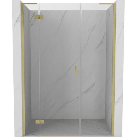 Mexen Mist-H L porte de douche pivotante gauche 140 cm, transparent, or brossé - 8A5L-140-001-55-00-L (1/5)
