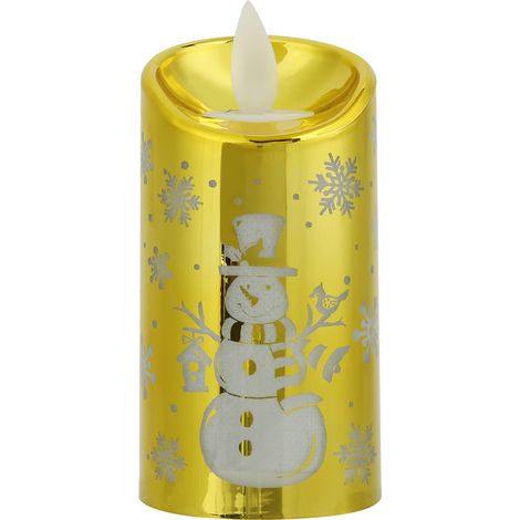 Bougie décorative Noël forme bonhomme de neige, lumière LED simulation cire, ornement maison Xmas, décoration festive (1/5)