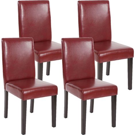 Juego de 4 sillas de comedor sintéticas patas rojo/marrón oscuro CDS04133 (1/4)