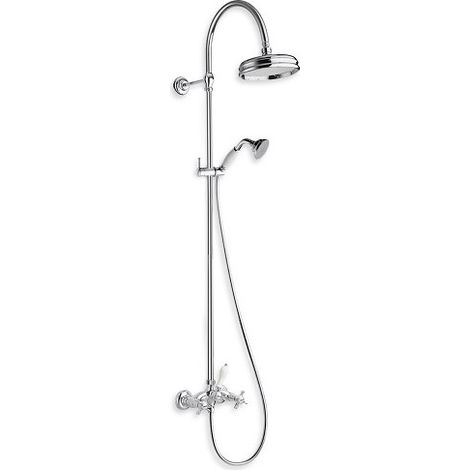Cristina Ondyna – Colonne de douche sans robinetterie chromée – Pommeau Ø 200 mm anticalcaire – Inverseur manuel céramique – Tube recoupable (1/6)