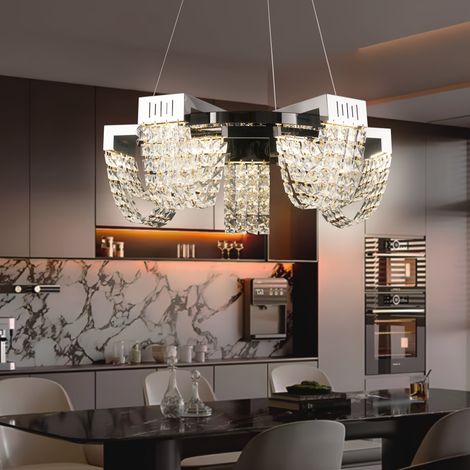 Lustre Cristal LED 15W 50cm Lumiere Gradable Hauteur Reglable (1/5)