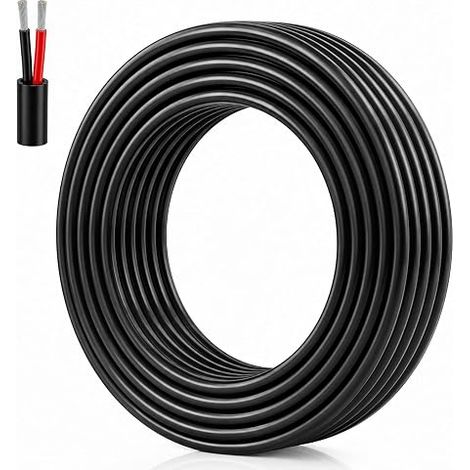 Câble Électrique 18 AWG 2 Conducteurs 10 m 2x0,75 mm², Fil Électrique Rouge et Noir Cuivre Étamé Souple, Câble Basse Tension Ruban LED, Éclairage LED, Automobile (1/5)