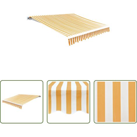 Tissu d'auvent - Tissu d'auvent Jaune tournesol/blanc 6 x 3 m (cadre non inclus) (1/5)