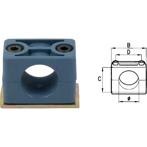 Blocchetto fermatubo in polipropilene a 1 posto diametro da 10 a 28mm - 81318