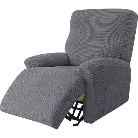 Housse De Fauteuil Relax Extensible, Housse Fauteuil Relax Jacquard 1 Pièces Fauteuil Relax Housse Antidérapant Housse De Chaise Inclinable Amovible Lavable pour Salon, GRIS FONCé