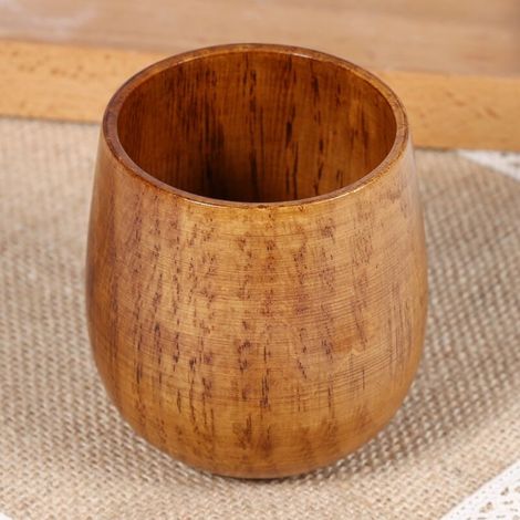 Handgefertigter Becher aus Naturholz für Kaffee, Tee, Bier, Saft, Milch, rustikale Holzoptik, Farbe Nr. 1