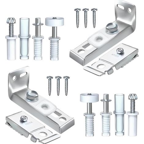Kit binario per porta a soffietto, 2 set di parti di ricambio per ferramenta per porta a soffietto, inclusi perni superiori e inferiori, staffa e ruota guida per binario da 2,2"