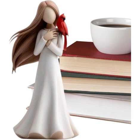 Figurines d'ange - Décor d'ange avec Oiseau Rouge en Résine - Statue de (1/5)
