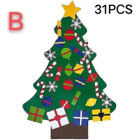 Sapin de Noël en feutrine pour enfants, bricolage, Père Noël, cadeau, décoration de Noël, sapin de Noël, bonne année, style B (1/5)