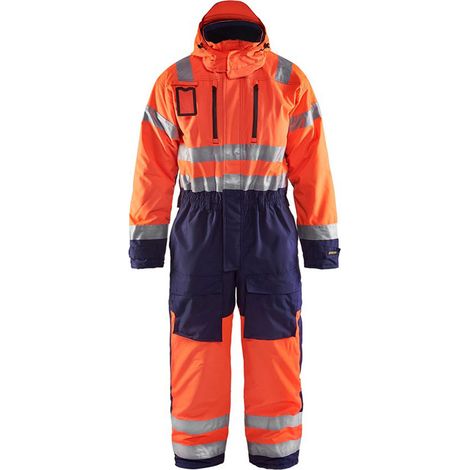 Combinaison de travail hiver manches longues haute visibilité 6763 - Orange fluo/Marine 52 (1/4)