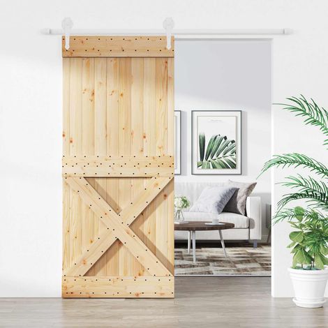 vidaXL Porta scorrevole Naturale e Bianco 90 x 210 cm