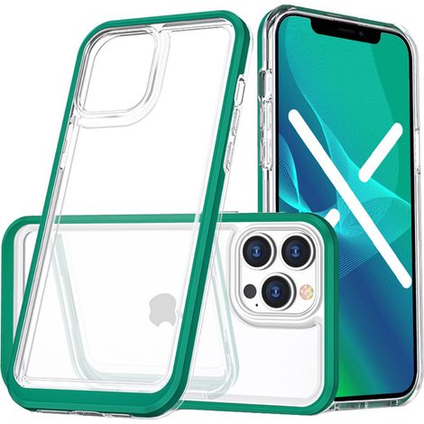 Custodia Erbord per iPhone 13 Pro, con cornice ibrida, verde scuro. (1/5)
