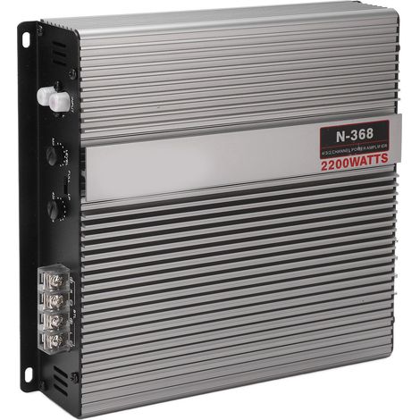 Universeller Auto-Audioverstärker, 12V, 2200W, silber, mit eingebautem Bass.