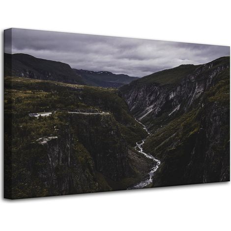 Lienzo impreso Naturaleza Montaña Arroyo 80x50 cm