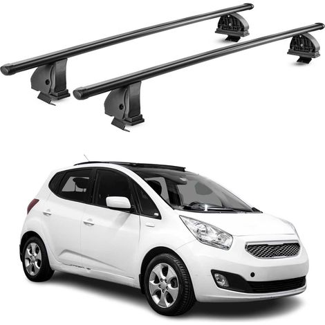 OMAC Stahl Dachträger Querträger Kia Venga 2010-2019 – TÜV / DIN 75302:2019 – Abschließbar – Max. 75 kg – 2 Stangen – Schwarz (1/5)