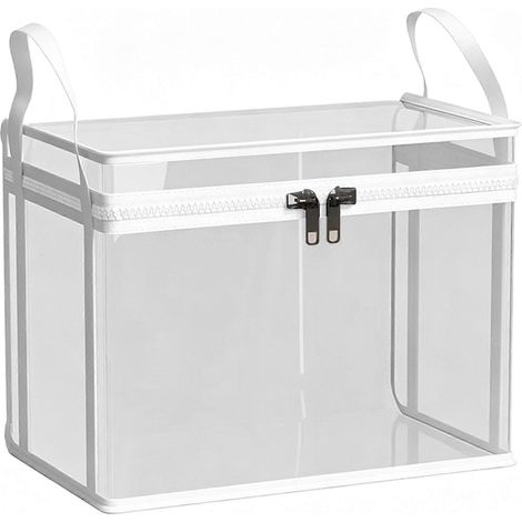 Boîte de rangement transparente, pliable et étanche pour livres, boîte en plastique pliable avec couvercle pour le rangement des livres, conception transparente pour un accès rapide aux articles (1/5)