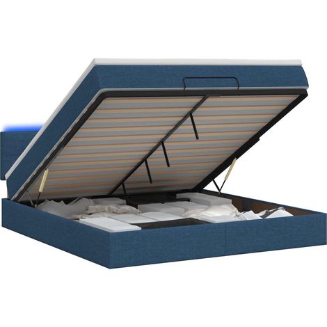 Maison Exclusive - Lit coffre avec matelas et LED Bleu 140 x 200 cm Tissu (1/5)