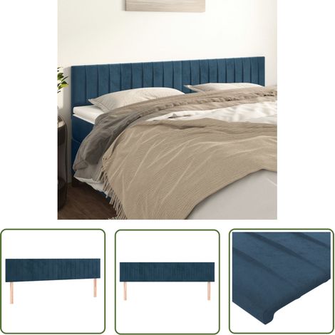 Lot de 2 Tête de lit Résistante et économique, Panneau de lit, Bleu foncé 100x5x78/88 cm Velours OIB5239E (1/5)