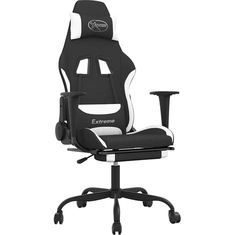 Maison Exclusive - Sedia da Gaming con Poggiapiedi Nero e Bianco in Tessuto (1/5)
