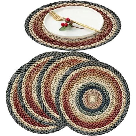 6 runde Vintage-Tischsets geeignet für Küche und Esszimmer stilvolle und hitzebeständige Tischschoner passend zum Landhausstil und für den (1/5)