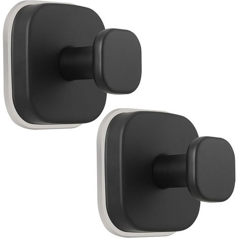 Sollbry 2 pièces Bouton de Porte Carré en acier inoxydable-Sans perforation - ventouses-Installation Facile - Idéal pour Maison et Bureau, Noir - 6×6cm (1/5)