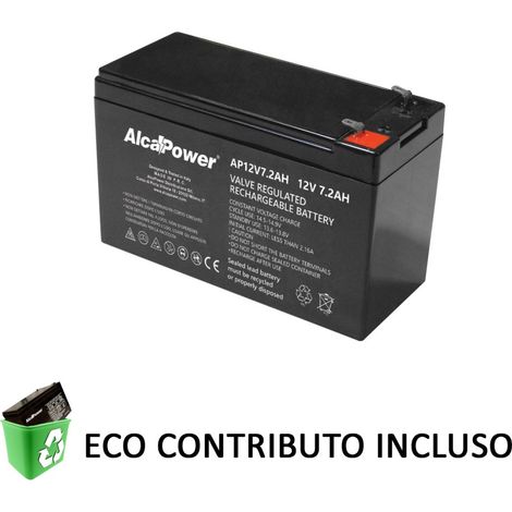 Alca power batteria al piombo da 12v 7,2ah ricaricabile per ups e illuminazione di emergenza (1/2)