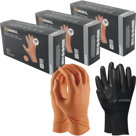 vasalat Einweghandschuhe Nitril Grip EN 374-1 orange Gr.XXL 150 Stück (1/5)