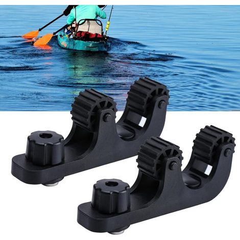 Soporte de remo de kayak con desplazamiento, accesorios de montaje para riel de kayak, soporte de remo de kayak con rosca larga, pernos, accesorios para riel de kayak, paquete de 2, negro (1/4)