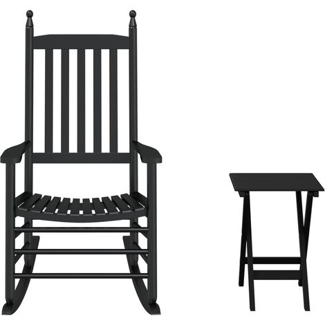 Maison Exclusive - Schaukelstuhl mit Klapptisch Schwarz Massivhol