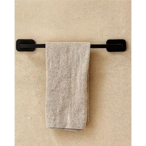 Exagonshop Porta asciugamani 35 cm acciaio inox nero cubik