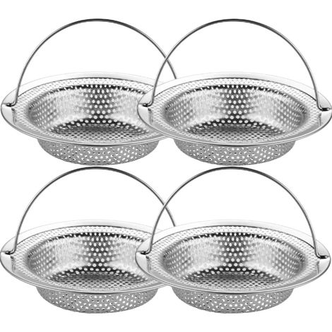 4 pezzi Colino antigoccia per lavello da cucina, con manico, acciaio inox, grande, lavello da cucina, cestello di scarico, diametro 11 cm (1/5)