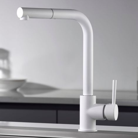 Imex -  Grifo Monomando de Cocina Extraible Blanco Serie  Malta
