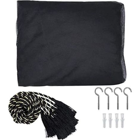 Baldaquin de lit 4 moustiquaire d\\'angle Rideaux de lit à baldaquin noirs Rideau de lit suspendu pour la plupart des tailles de lit Si (1/3)