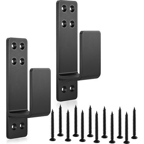 2 Pièces Supports de Serrure de Porte Pour Bois 2 X 4, Supports de Barricade de Porte épaissie et Résistante, Supports en U en Acier au Carbone, Noir (1/5)