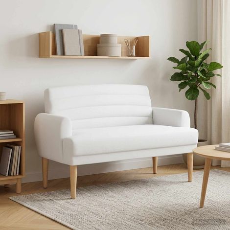 vidaXL Loveseat con bottoni imbottiti Bianco 116 x 67 x 80 cm Tessuto (1/5)