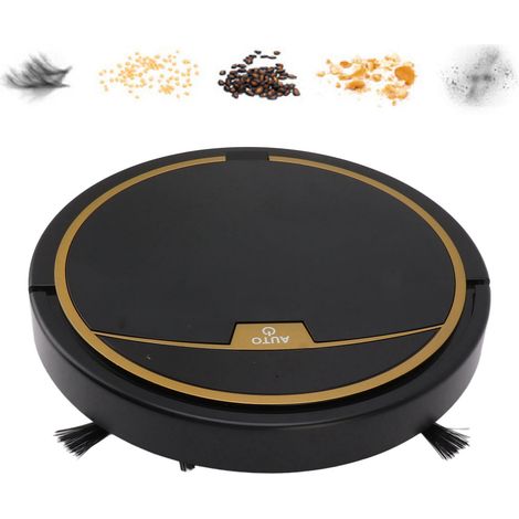 Ultradünner, automatischer, intelligenter Saugroboter mit 32 x 35 cm großem Wassertank für Staub, Haare und Flusen, aus schwarzem ABS-Kunststoff mit Lithium-Ionen-Akku. (1/5)