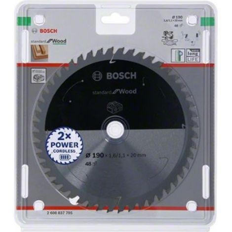 Bosch 2608837705 Disco de sierra circular Standard Wood 190x20x48D BA