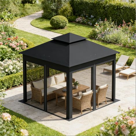 Tente de jardin extérieur à double, pour jardin et terrasse, kiosque portable pour terrasse (uniquement avec kiosque), tentes de fête