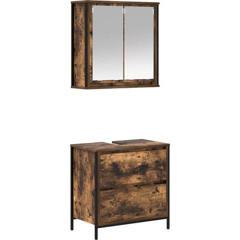 Maison Exclusive - 2-tlg. Badmöbel-Set Räuchereiche Holzwerkstoff