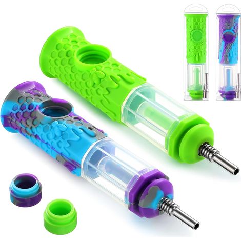 Lot de 2 pailles alvéolées, extracteur miel silicone 18cm, poignée rugueuse, outil portable, usage maison extérieur (1/5)