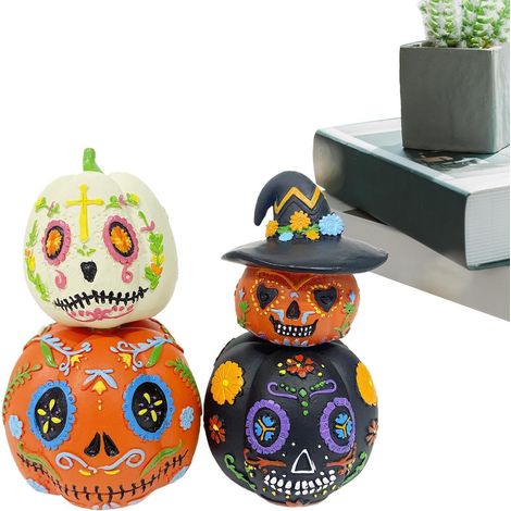 Citrouilles Halloween Empilées Sculpture Magnétique Empilable 4 Pièces Citrouilles Décoratives d'Automne Pour maison, bureau, couloir, Fête des Morts, Thanksgiving, fête, cheminée (1/5)