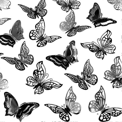 96 décorations murales papillons - Stickers métalliques 3D noirs pour fêtes, mariages et décoration de chambre (1/5)