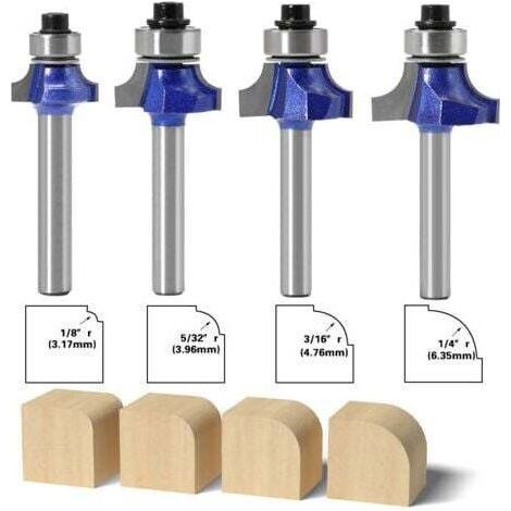 4PCS Fraise à Arrondir à Bois Carbure Routeur Fraise à arrondir Carbure Queue 6mm Fraises Rondes Routeur Bits Bois Outils Carpenter (1/5)