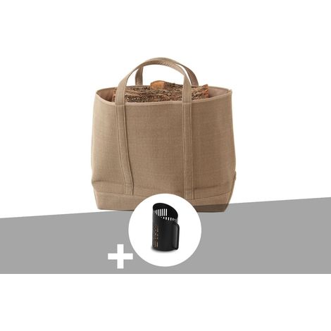 Sac à bûches et à granulés Belharra sable + Pelle à granulés- Le Marquier