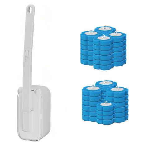 Brosse WC jetable, Accessoires de nettoyage WC, Brosse WC, Brosse WC avec support, 42 recharges (1/5)