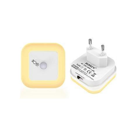 LED-Nachtlicht mit variabler Helligkeit und Bewegungsmelder, 2 Nachtlichtfassungen, stufenlos einstellbare Helligkeit, 3 Modi (automatisch/ein/aus), d
