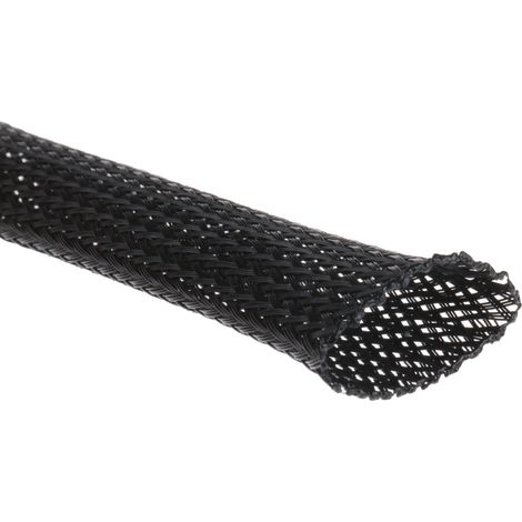 Gaine Tressée 25mm RS PRO, Noir en PET, 10m