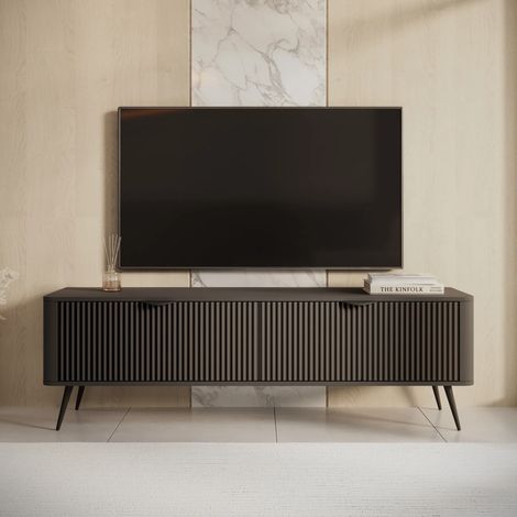 AX LIVING Moderner TV Board schwarz matt Vespasia 163 2T 163cm Breite